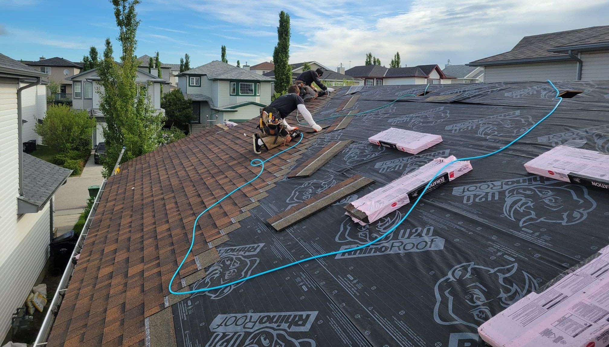 Worker working on a roof